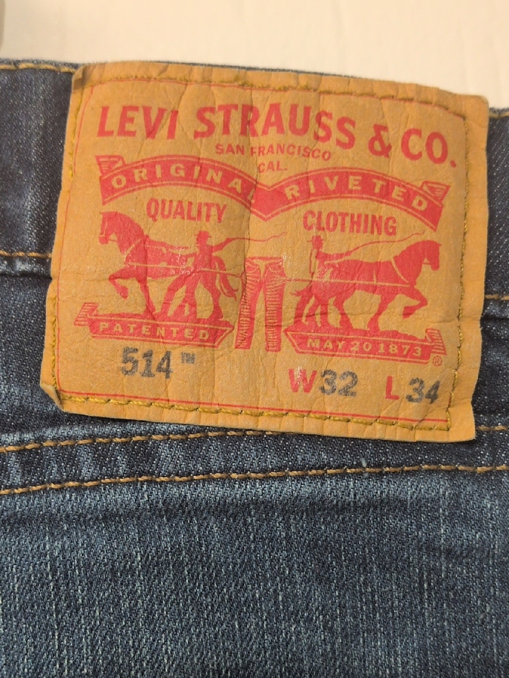 Levi's 514 Slim Straight Jeans - Dark Blue with Tan Patch